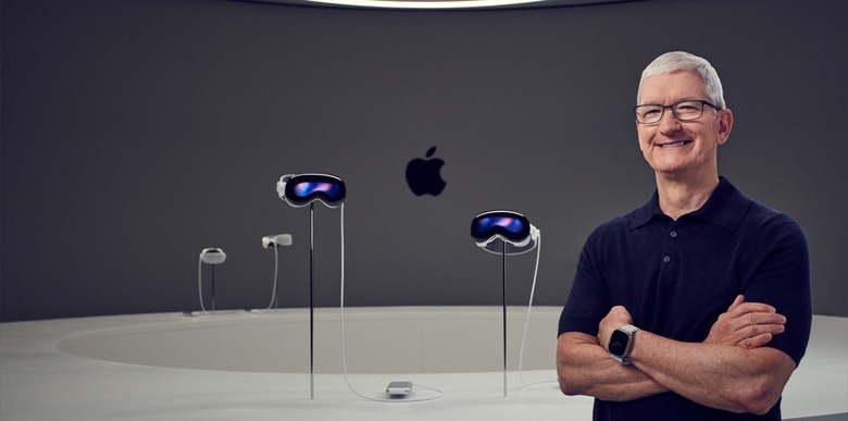 Apple CEO Tim Cook besides Vision Pro spatial computer after WWDC 2023 keynote