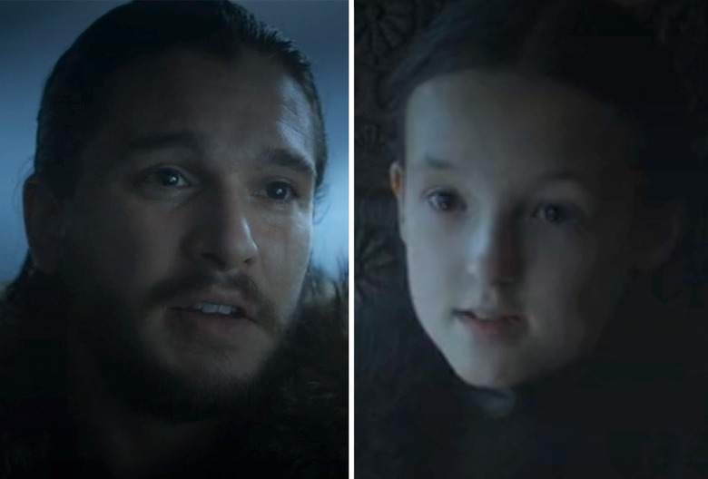 game of thrones bella ramsey kit harington first scene lyanna mormont jon snow interview